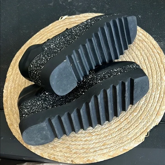 Black Glitter Platform Oxford  Funky Shoes Size 38 - Picture 14 of 14